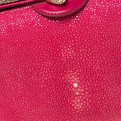 Bvlgari Magenta Stingray and Leather Small Serpenti Hypnotic Top Handle Bag 