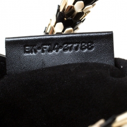 Bvlgari Black/Beige Leather and Leopard Print Calfhair Serpenti Scaglie Tote