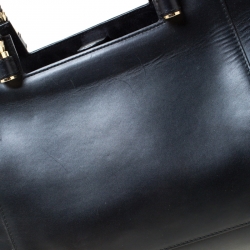Bvlgari Black/Beige Leather and Leopard Print Calfhair Serpenti Scaglie Tote