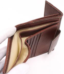 Bvlgari Dark Brown Leather Bi-fold Wallet
