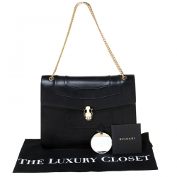 Pre Owned حقيبة كتف بلغاري سربنتي فوريفر كبيرة سحلية خضراء