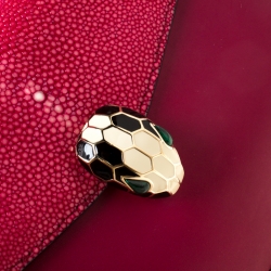 Bvlgari Dark Pink Leather and Stingray Serpenti Forever Shoulder Bag