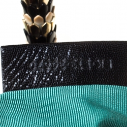 Pre Owned Bvlgari Black Snakeskin and Leather Medium Serpenti Tote