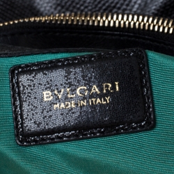 Pre Owned Bvlgari Black Snakeskin and Leather Medium Serpenti Tote