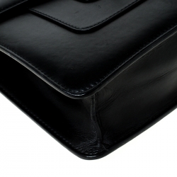 Pre Owned حقيبة كتف بلغاري سيربينتي فوريفر جلد أسود بقلاب