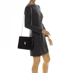 Pre Owned حقيبة كتف بلغاري سيربينتي فوريفر جلد أسود بقلاب