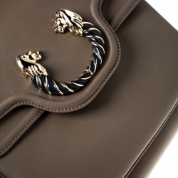 Bvlgari Olive Green Leather Leoni Top Handle Bag 