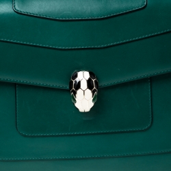 Bvlgari Green Leather Large Serpenti Forever Flap Bag