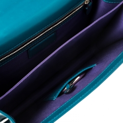 Pre Owned Bvlgari Teal Leather Serpenti Forever Flap Bag