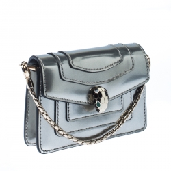 Bvlgari Gun Metal Metallic Leather Serpenti Forever Wallet