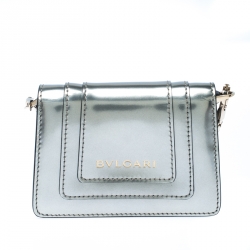 Bvlgari Gun Metal Metallic Leather Serpenti Forever Wallet