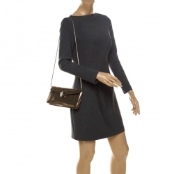 Pre Owned Bvlgari Metallic Bronze Patent Leather Serpenti Forever Shoulder Bag