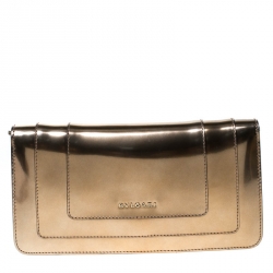 Pre Owned Bvlgari Metallic Bronze Patent Leather Serpenti Forever Shoulder Bag