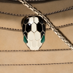 Pre Owned Bvlgari Metallic Bronze Patent Leather Serpenti Forever Shoulder Bag