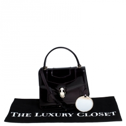Pre Owned Bvlgari Burgundy Patent Leather Serpenti Forever Flap Top Handle Bag