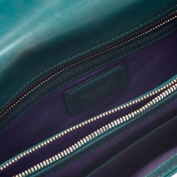 Pre Owned Bvlgari Green Leather Medium Serpenti Forever Flap Shoulder Bag