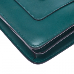 Pre Owned Bvlgari Green Leather Medium Serpenti Forever Flap Shoulder Bag