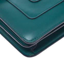 Pre Owned Bvlgari Green Leather Medium Serpenti Forever Flap Shoulder Bag