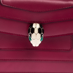 Pre Owned Bvlgari Hot Pink Leather Mini Serpenti Forever Pochette