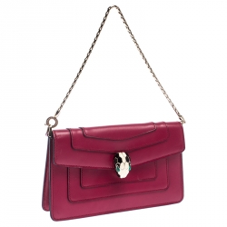 Pre Owned Bvlgari Hot Pink Leather Mini Serpenti Forever Pochette