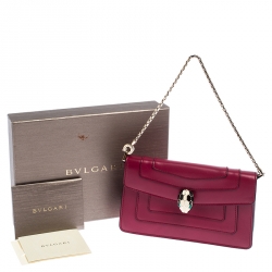 Pre Owned Bvlgari Hot Pink Leather Mini Serpenti Forever Pochette