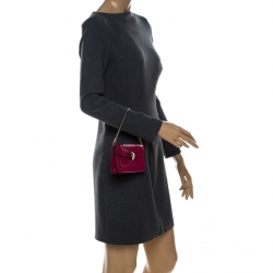 Pre Owned Bvlgari Hot Pink Leather Mini Serpenti Forever Pochette