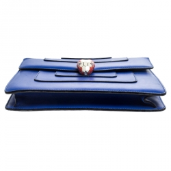 Pre Owned حقيبة كتف بلغاري سيربينتي متوسطة فوريفر جلد زرقاء بقلاب