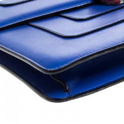 Pre Owned حقيبة كتف بلغاري سيربينتي متوسطة فوريفر جلد زرقاء بقلاب