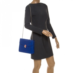 Pre Owned حقيبة كتف بلغاري سيربينتي متوسطة فوريفر جلد زرقاء بقلاب