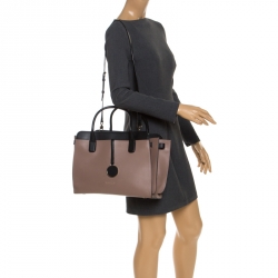 Pre Owned Bvlgari Beige/Black Leather Alba Tote 
