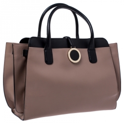 Pre Owned Bvlgari Beige/Black Leather Alba Tote 