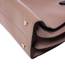 Pre Owned Bvlgari Beige/Black Leather Alba Tote 