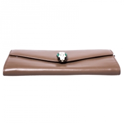Pre Owned Bvlgari Brown Leather Serpenti Forever Continental Wallet