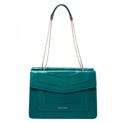مملوكة مسبقًا Bvlgari Green Leather Serpenti Forever Shoulder Bag