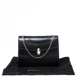 مملوكة مسبقًا حقيبة كتف بلغاري سربنتي فوريفر كبيرة جلد سوداء