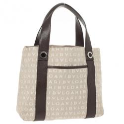 Pre Owned Bvlgari Logo Small Tote Bag