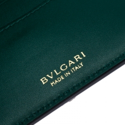 Pre Owned Bvlgari Black Leather Serpenti Forever Compact Wallet