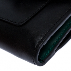 Pre Owned Bvlgari Black Leather Serpenti Forever Compact Wallet