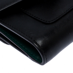 Pre Owned Bvlgari Black Leather Serpenti Forever Compact Wallet