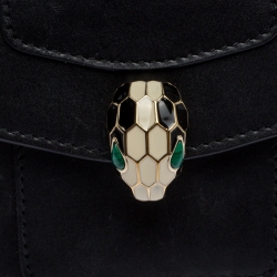 Pre Owned Bvlgari Black Leather Serpenti Forever Compact Wallet