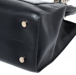 Pre Owned Bvlgari Black Python and Leather Serpenti Scaglie Tote