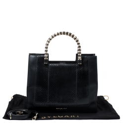 Pre Owned Bvlgari Black Python and Leather Serpenti Scaglie Tote