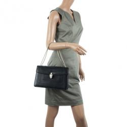 Pre Owned Bvlgari Black Leather Serpenti Shoulder Bag