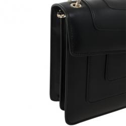 Pre Owned Bvlgari Black Leather Serpenti Shoulder Bag