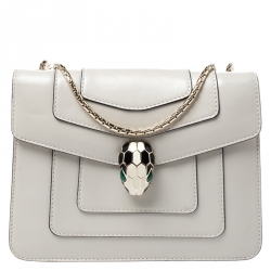 Bvlgari Light Beige Leather Small Serpenti Forever Shoulder Bag