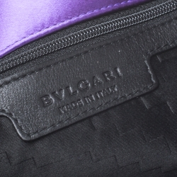 Pre Owned Bvlgari Purple Satin Flap Clutch