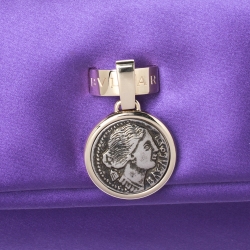 Pre Owned Bvlgari Purple Satin Flap Clutch