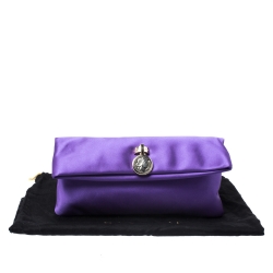 Pre Owned Bvlgari Purple Satin Flap Clutch
