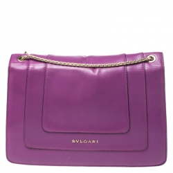 مملوكة مسبقًا Bvlgari Purple Leather Medium Serpenti Forever Flap Shoulder Bag