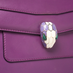 مملوكة مسبقًا Bvlgari Purple Leather Medium Serpenti Forever Flap Shoulder Bag